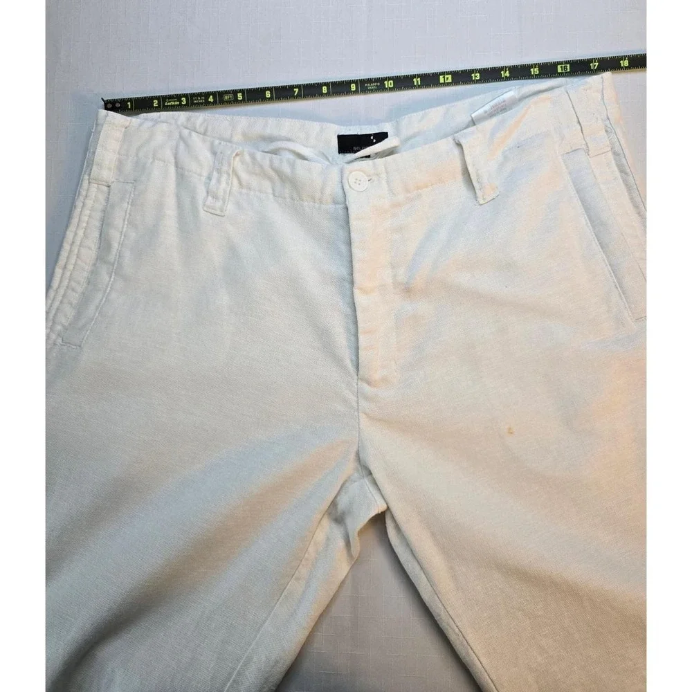Selected Kato Pants Mens XL 34 White Linen Blend Drawstring Coastal Old Money